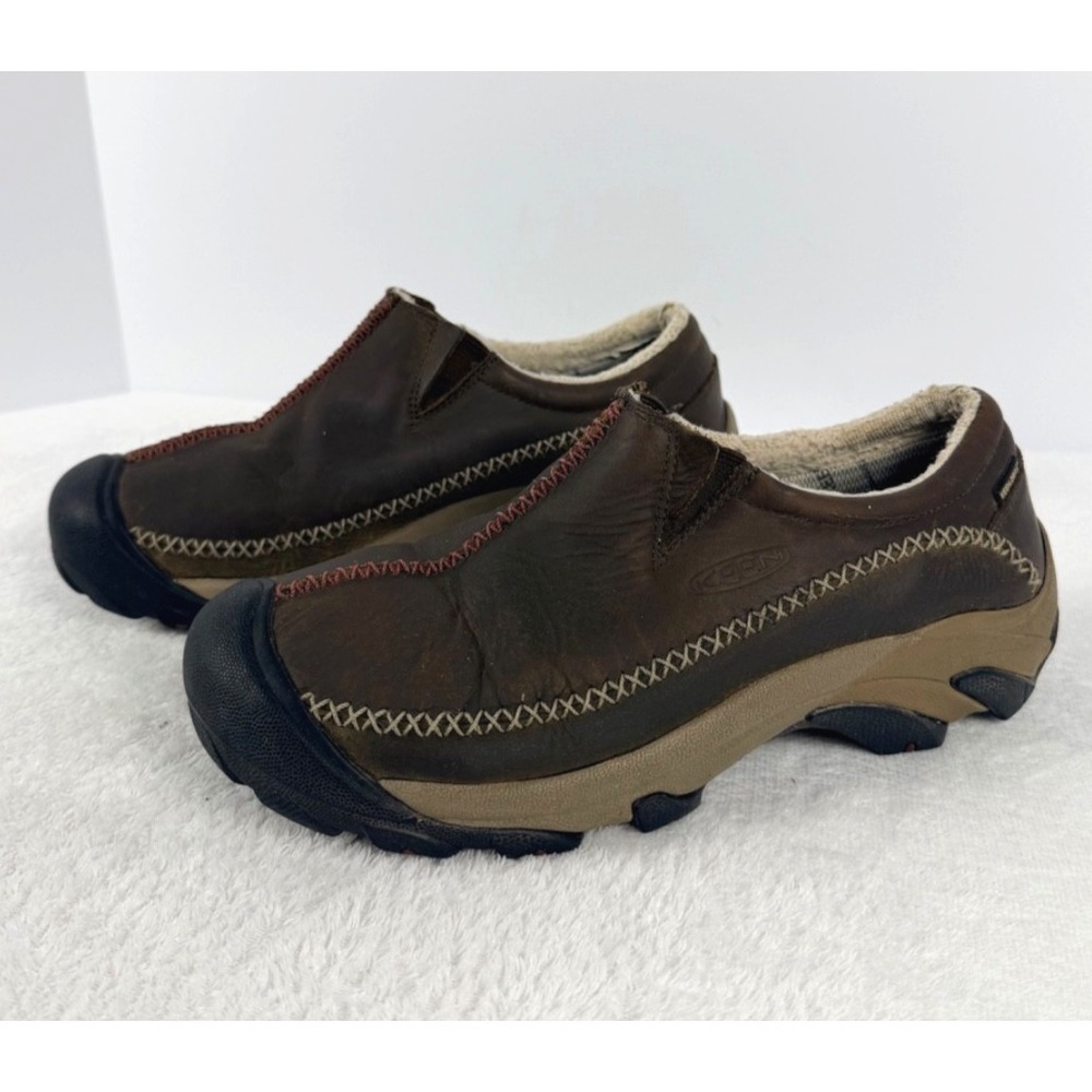 KEEN Hoodoo Leather Slip On Clog Shoes Brown Fleece Lined Men's Size 11